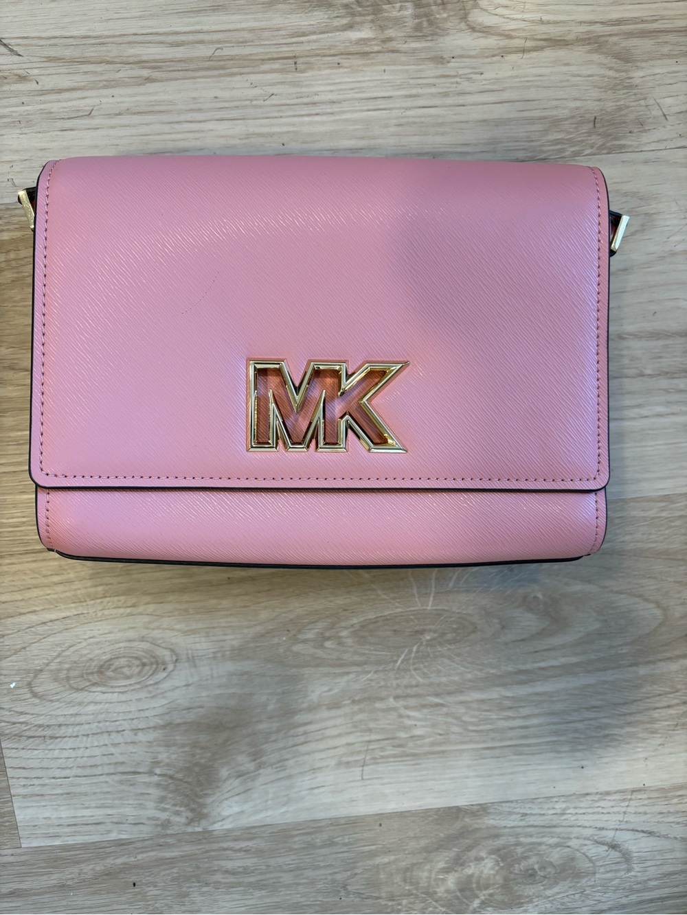 Michael Kors Pink Saffiano Leather MK Logo Crossbody